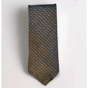 Bill Blass Black Label Imported Silk Tie Mens Gold Classic Geometric Diamonds